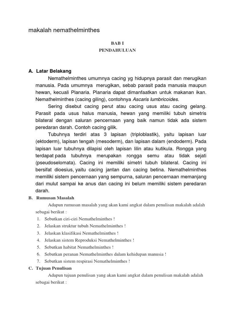 makalah phylum nemathelminthes)